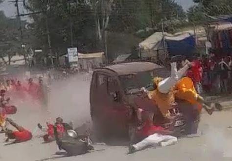 The vehicle ran over 20 persons at a Durga immersion procession in Chhattisgarh's Jashpur. (Photo| EPS)