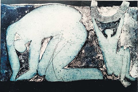 Anupam Sud, Composition, Etching, Variation Print, 1966
