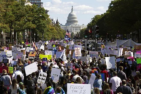 Thousands of women filled a square near the White House for a rally before the march. (File Photo | AP)
