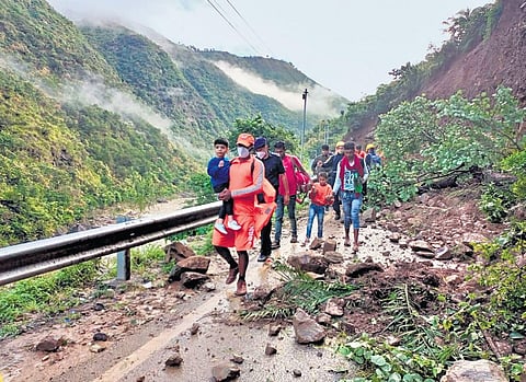 Stranded tourists being evacuated in Nainital district on Wednesday | PTI