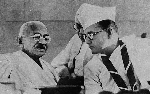 Mahatma Gandhi with Netaji Subhas Chandra Bose. (Photo courtesy: National Gandhi Museum)