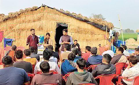 The students of Enactus Hansraj talk about vertical 'Tabdeel'. (Photo| EPS)