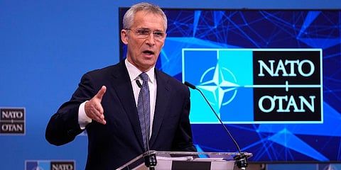 NATO Secretary General Jens Stoltenberg speaks during a media conference at NATO headquarters in Brussels, Wednesday, Oct. 20, 2021. (Photo | AP)