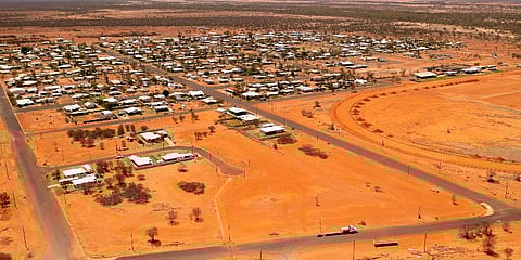 The Australian Outback town of Quilpie is photographed from the air, on Oct. 2, 2021. (Photo | AP)