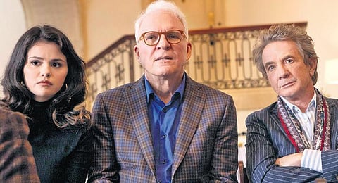 teve Martin, Martin Short, Selena Gomez (L) in a still from ''Only Murders In the Building'.