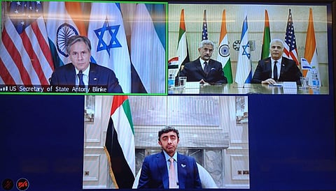 The new and mini Quad (comprising India, Israel, the UAE and the US) is innovative, non-confrontationist and hence will be enduring. (Photo | Twitter)