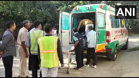 Safety personnel at the accident spot in Haryana. (Photo | Twitter/ANI)