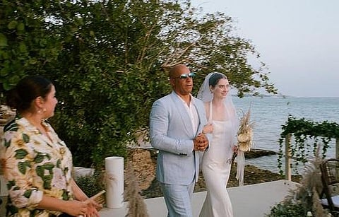 Vin Diesel with Meadow Walker at her wedding (Photo | Instagram/@meadowwalker)