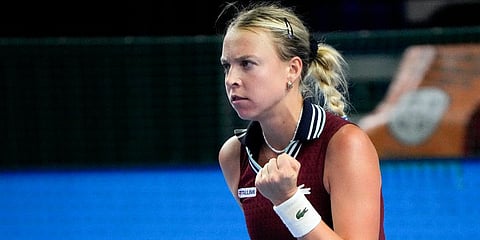 Anett Kontaveit of Estonia reacts during her final match of the Kremlin Cup tournament in Moscow. (Photo| AP)