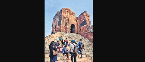Team Unzip  Delhi conducting  a heritage walk at Feroz Shah Kotla