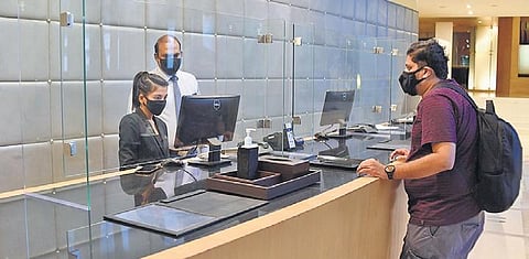 Staff welcoming a guest at The Park hotel in Chennai. (Representational image| R Satish Babu)