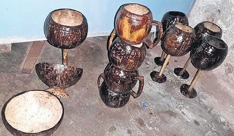 Handicrafts created by Sabyasachi Patel using coconut shells | Express