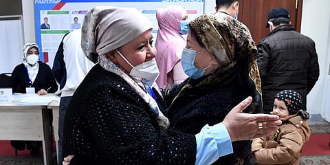 Voters gather at a polling station during the presidential election in Tashkent, Uzbekistan, Sunday, Oct. 24, 2021. (Photo | AP)