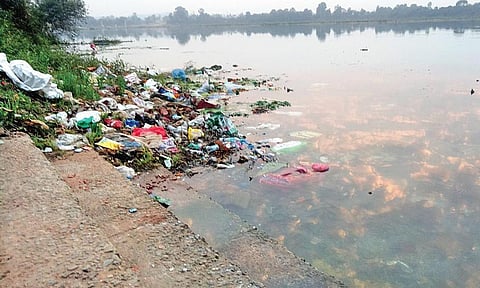 Garbage dumped at a ghat of Brahmani river in Rourkela | Express