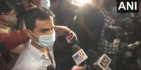 NCB's Mumbai zonal director Sameer Wankhede arrives at Delhi airport. (Photo| ANI)