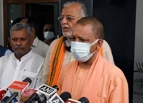 UP Chief Minister Yogi Adityanath addresses a press conference. (File Photo | ANI)