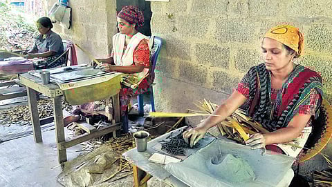 The ola-padakam (palm-leaf fire crackers) are made by wrapping gunpowder in dried palm leaves | Vincent Pulickal