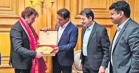 IT Minister KT Rama Rao with French Ambassador Henri Verdier, in France