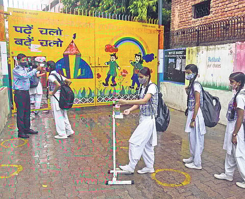 Covid-19 SOPs being followed in Delhi schools.