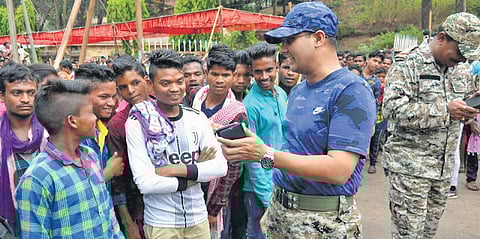 Dantewada police interact with villagers in the region to apprise them about how the Maoists exploit the youth