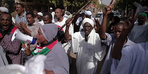 People protest in Khartoum, Sudan, after a military coup earlier this week, Friday, Oct. 29, 2021. (Photo | AP)