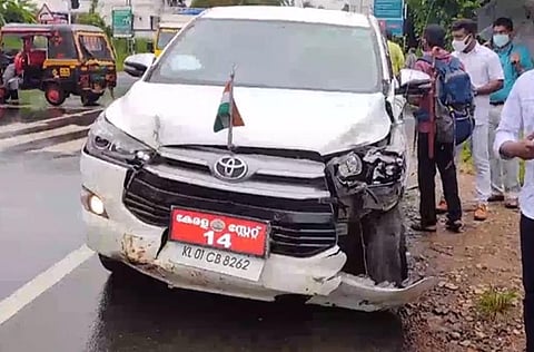 The mangled front portion of the car (Photo I Special Arrangement)