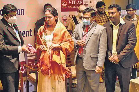 Collector J Nivas felicitates VIT-AP campus placement achievers (Photo | Prasant Madugula)
