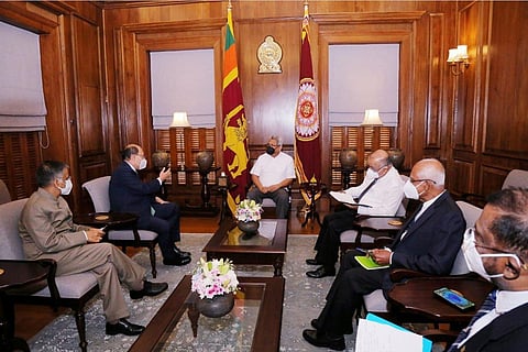 Foreign Secretary Harsh V Singhla called on Sri Lanka President Gotabaya Rajapaksa on Tuesday. (Photo | Twitter)