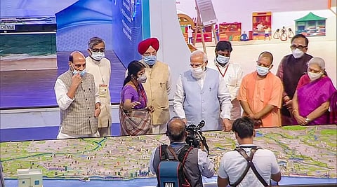 Prime Minister Narendra Modi visits 'Azadi@75-New Urban India: Transforming Urban Landscape' Expo at Indira Gandhi Pratishthan in Lucknow. (Photo | PTI)