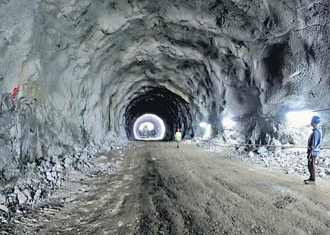 Pressure tunnel works going on at full swing at Polavaram project on Tuesday