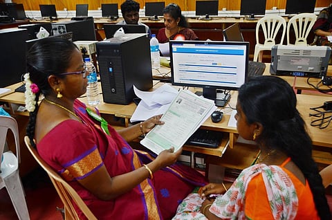 Certificate verification for Tamilnadu engineering admission held at Tirunelveli government engineering college. (Photo | V Karthikalagu, EPS)