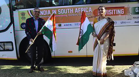 Flag off of ‘Gandhi Trail’ by High Commissioner Jaideep Sarkar. (Photo | Twitter)