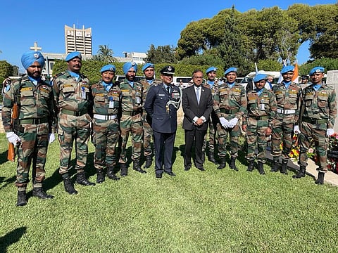 Indian Army soldiers at the cemetery in Haifa (Photo | Twitter)
