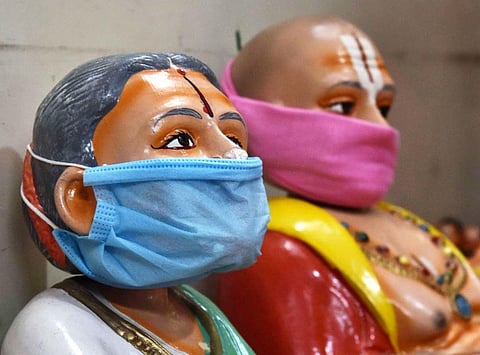 The golu doll used for celebrating Navratri,  in Tamil Nadu have COVID-19 themes to raise awareness about the virus. (File Photo | P Jawahar, EPS)