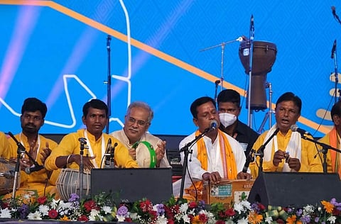 Chhattisgarh chief minister Bhupesh Baghel turned up during the grand event putting together bhajan.