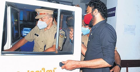 Crime Branch officials taking Monson Mavunkal to jail after producing him before the ACJM court on Thursday. He was remanded in custody till October 20 | A Sanesh