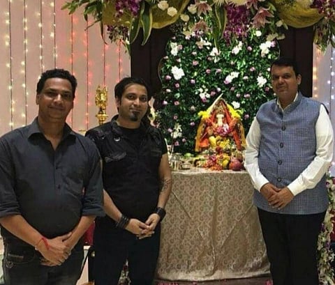 'Photograph of Jaideep Rana with Ex Maharashtra CM Devendra Fadnavis' -- reads caption of the above photo tweeted by NCP leader Nawab Malik. (Photo | Nawab Malik Twitter)