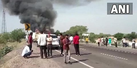 The accident occurred near Bhandiyawas village on the Barmer-Jodhpur National Highway. (Photo | ANI)