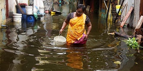 The 'red alert', indicating heavy to extremely heavy rainfall, is valid for Chennai on Nov 10 and 11. (Photo | EPS)