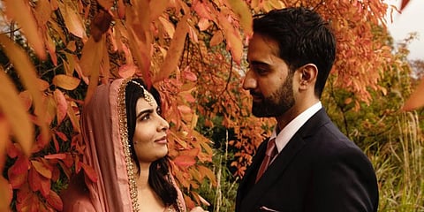 Nobel Laureate Malala Yousafzai with with husband Asser Malik. (Photo| Twitter)