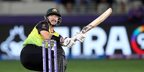 Australia's Matthew Wade bats during the Cricket Twenty20 World Cup semi-final match between Pakistan and Australia in Dubai, UAE, Thursday, Nov. 11, 2021. (Photo | AP)
