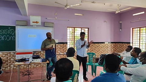 Dr Abhilash S, scientist and assistant professor, department of Atmospheric Sciences at CUSAT, conducting weather training programme for the fishers