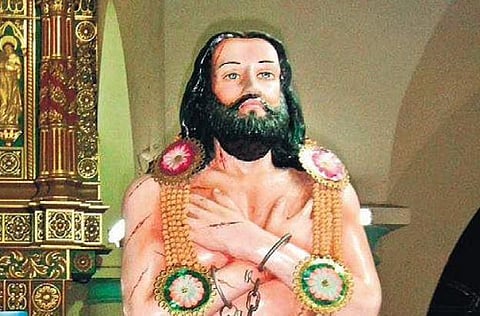 Statue of Devasahayam Pillai at  St Xavier’s Church, Kottar, near Nagercoil in Tamil Nadu