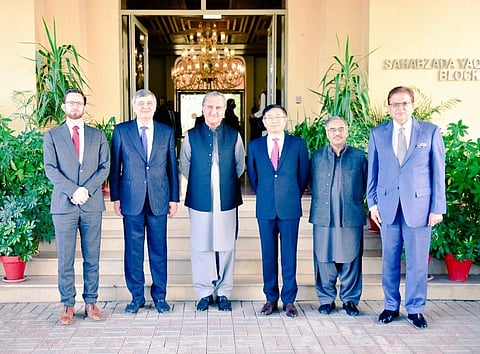 Senior officials from the US, China, Russia and Pakistan. (Photo | Twitter/@SMQureshiPTI)