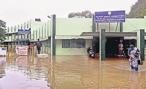 Government Peripheral Hospital at KK Nagar remains waterlogged