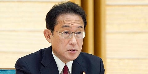 Japanese Prime Minister Fumio Kishida speaks at a meeting for the COVID-19 measures at the prime minister's office in Tokyo Friday. (Photo | AP)