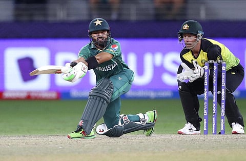 Pakistan's Mohammad Rizwan bats during the Cricket Twenty20 World Cup semi-final match between Pakistan and Australia. (Photo | AP)