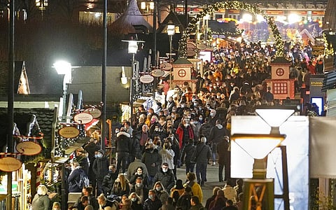 People visit the opening of a big Christmas market at the Westfield Centro shopping mall in Oberhausen, Germany. (Photo | AP)