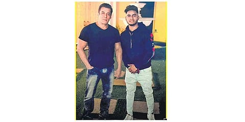 Ruhaan Arshad, a.k.a Miya Bhai, with actor Salman Khan