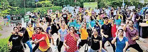 An earlier edition of Raahgiri Day conducted in Gurugram, where automobiles were restricted on streets and opened up for citizens to participate in a number of recreational and leisurely activities.